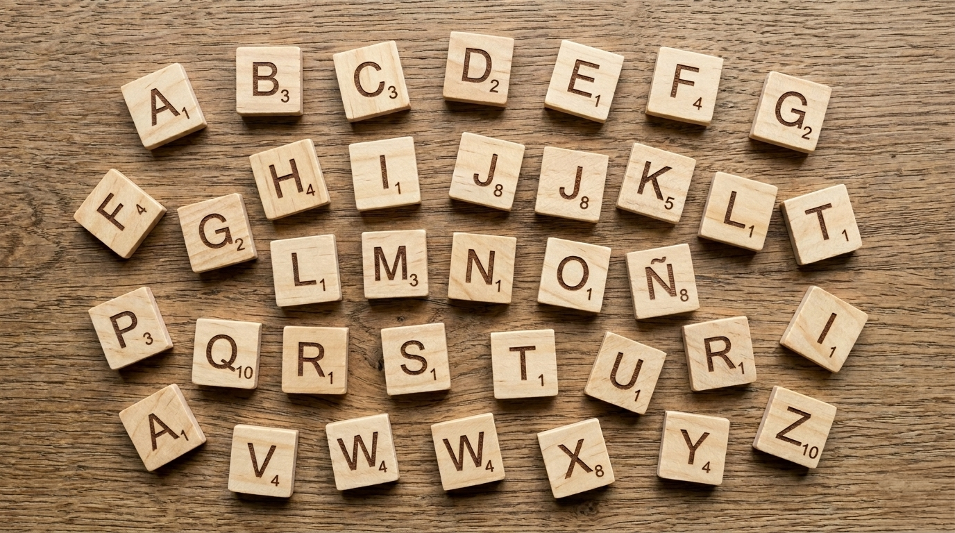 Scrabble tiles on a wooden table